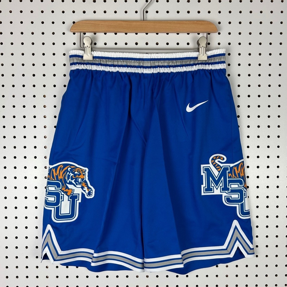 Memphis State MSU Tigers Nike Game Shorts 44 XXL Basketball Throwback Penny Blue
